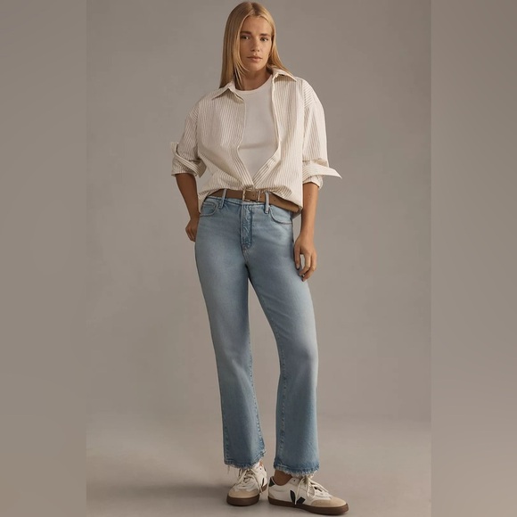 NWT!Anthro INDIGO510 Good American Good Legs Mid-Rise Cropped Mini Boot Jeans ⚽️ - Picture 1 of 7